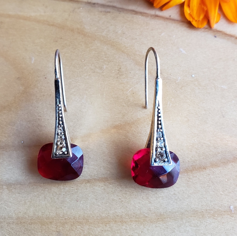 Vintage Signed Monet Art Deco Reproduction Designer Costume Earrings